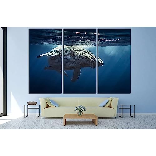 Cuadro de ballena en lienzo ZELLART 140x90 cm decorativo listo para colgar en pared