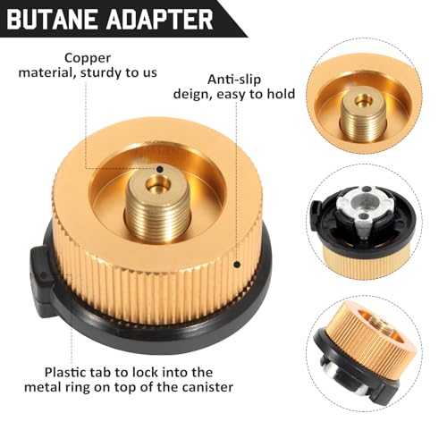 HUANSHA 3-Piece Propane/Isobutane/Butane Refill Adapter Set - Camping Backpacking Stove Refill Adapter Valve for 1LB Propane/Butane Gas Tank