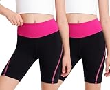 Baogaier Radlerhose für Mädchen 2er-Pack Elastisch Shorts 8-9 Jahre Schwarz