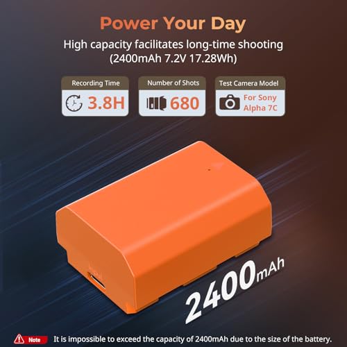 Image of SMALLRIG NP-FZ100 USB-C Rechargeable Camera Battery (Orange) - 4969