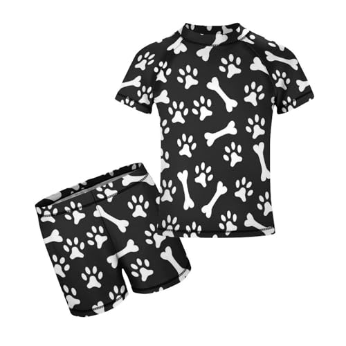 Dogs Bone and PawsChildren's Swimsuits Boys Two Piece Suit9-11Y（140cm）