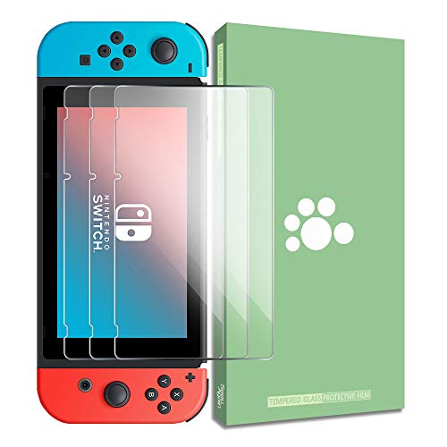 Fit Switch Screen Protector-(3 Pack) SEEU. AGAIN Ultra-thin Anti-Fingerprint Anti-Scratch Clear 9H Hardness Full Coverage Silk Print Tempered Glass Protective Film Compatible Nintendo Switch