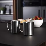 Stainless Steel Mugs - Set of 2 | Double Walled Coffee Cup | Tea Set | 300ml | Insulated Cups | Shatterproof Camping Mugs | M&W - Image 4