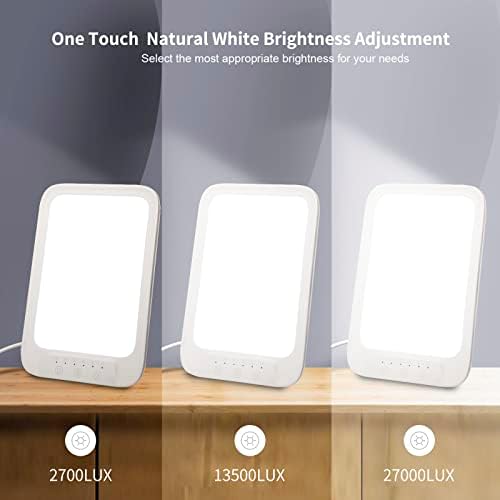 TKLake Light Therapy Lamp, 1Pack 2700-27000 Lux Portable Natural Sunlight Lamp LED Light Box with 3 Adjustable Brightness Levels,Full UV-Free LED Spectrum,Touch Control (6.31 Inch)
