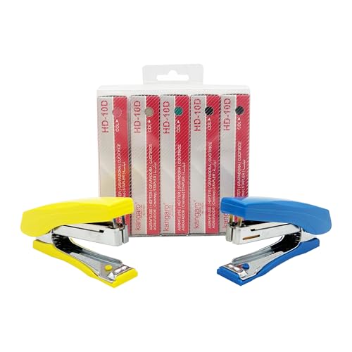 KANGARO HD-10D Desktop All-Metal Stapler (20-Sheet Capacity, Full Strip Loading, Built-in Staple Remover, Assorted Colours, Pack of 5)