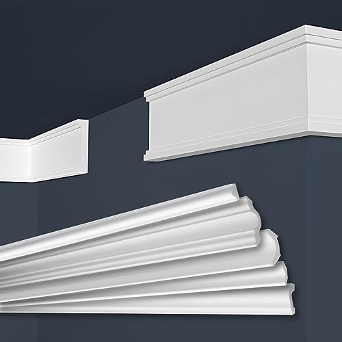 MARBET DESIGN Molduras de XPS Poliestireno blanco - Molduras de pared de poliestireno E-Molduras - (2 metros / 1 tira E-29)