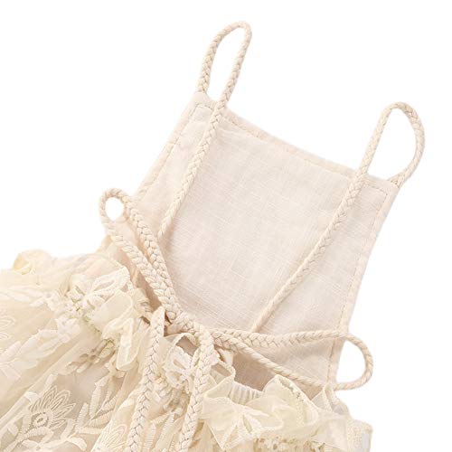 Easisim Newborn Infant Baby Girl Clothes Lace Embroidery Halter Backless Jumpsuit Romper Bodysuit Sunsuit Outfits Set (White, 12-18 Months) #TOP3