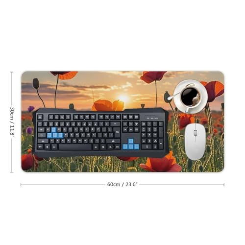 Red Flower Field in Sunset Gaming Mouse Mat Large Desk Pad miniatura 2