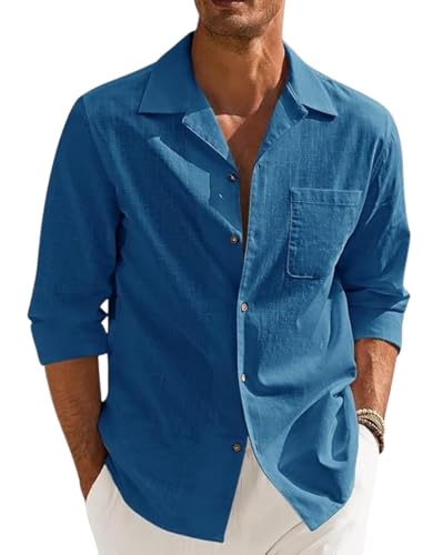Image of Combo of Men's Casual Cotton Blend Shirt || Long Sleeve Button Down with Spread Collar | Lightweight Breathable Fabric | Stylish Solid Shirt for Beach, Office & Everyday Wear Pack of 2