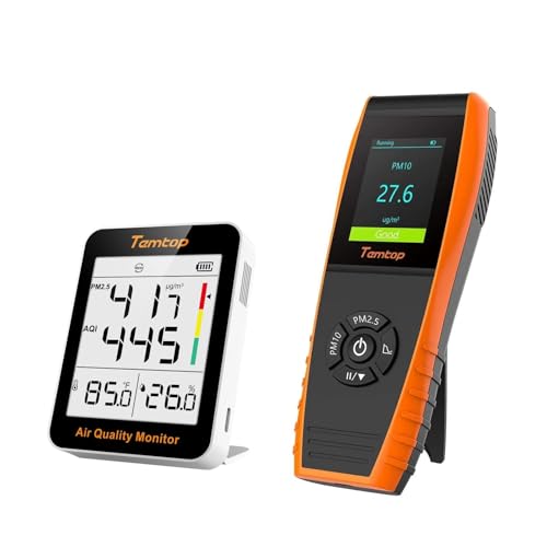 Image of Temtop S1-up Air Quality Monitor PM2.5 Indoor Digital Hygrometer Thermometer Temperature Humidity Monitor for Home & PM2.5 PM10 Particle Monitor Professional Laser Meter P600