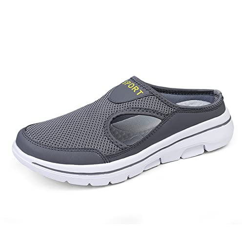 Mens Breathable Mesh Slip-On Platform Mules Fashion Backless Lightweight Half Loafers Non-Slip Walking Driving Slippers