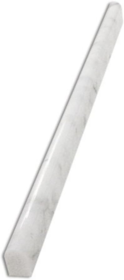 Italian Bianco Carrara (Carrera) White Marble 1/2 X 12 Pencil Liner Molding Trim Piece - Honed
