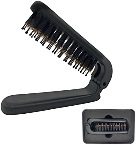 Folding Hair Brush, Easy to Carry Travel Brush, Mini Pocket Brush Suitable for Small Spaces, Nylon & Bristles Brush, for Women Any Hairstyles and Men's Hair and Beards