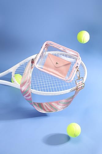 Image of Clear Crossbody Purse Stadium Approved, 3-in-1 Small Bag with Guitar Strap & Pouch, Fits 12x6x12 Policy Concerts