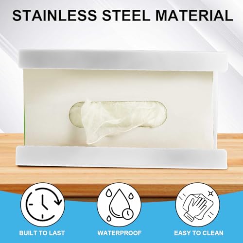 Image of Lounsweer 6 Pcs Magnetic Glove Dispenser Holders Wall Mount Boxes of Gloves Commercial Quality Towels Wipes Paper Tissue Box Holder Kitchen Fridge Office Workshops Garage Tool Hospital (White)