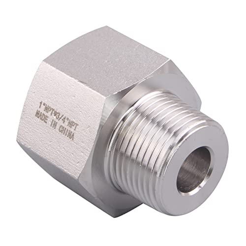 Image of Forged Reducer Adapter Fitting - Stainless Steel 304 Reducing Pipe Connector, 1 inch NPT Female x 3 /4 inch NPT Male (pack of 5)