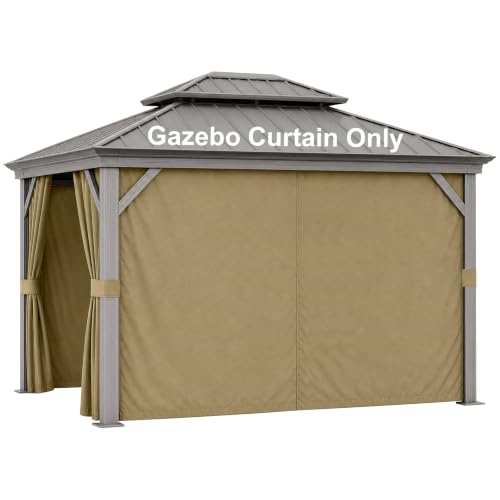 BPS 10'x13' Gazebo Privacy Curtain Replacement, Universal 4-Panel Sidewall