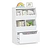 Utex kids toy storage organizer bookshelf for kids and bookcase with drawer children open storage cubby for kids room playroom nursery white  urban country home decor