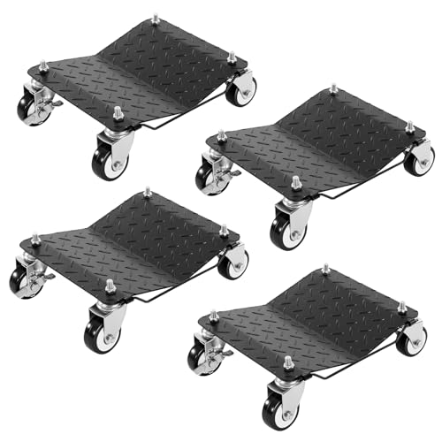 DUMOS Car Dollies Set of 4 Piece, 6000 lbs Wheel Dolly Set with Brakes