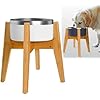 Dog Bowl Stand (14-inch High) – Ideal for Large Breeds, Use to Elevate, Raise Pet Dishes, Water Fountains and Slow Feeders – Adjustable Sideways, Bamboo – (Bowls not Included)