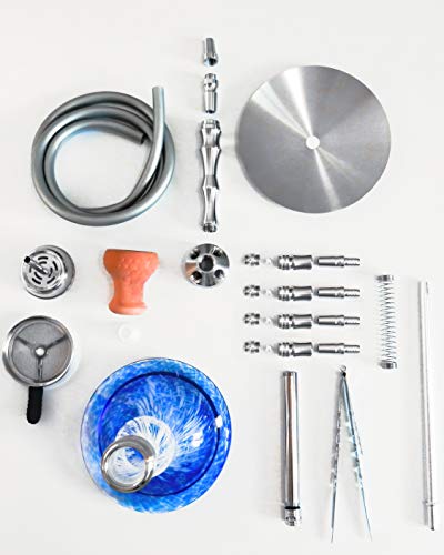 Orient Supply Premium Shisha Edelstahl 55 cm - Wasserpfeife mit Kaminkopf 4 Anschlüsse 18/8 Schliff inkl. 4 Adapter… – Bild 4