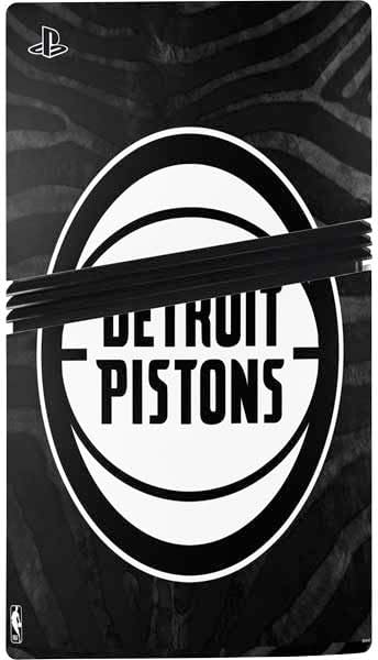 Skinit Decal Gaming Skin Compatible with PS5 Pro Console - Officially Licensed NBA Detroit Pistons Black Animal Print Design