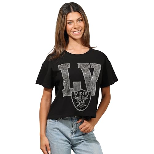 FOCO Las Vegas Raiders NFL Womens Rhinestone Logo Crop Top - M Team Color