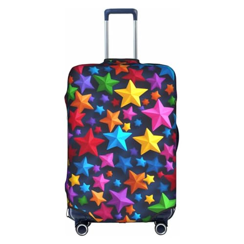 Color Stars Print Travel Elastic Suitcase Luggage Baggage Cover Protector, Washable And Anti-Scratch