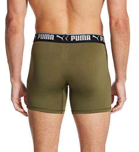 PUMA Men's 3 Pack Performance Boxer Briefs Camo Print, Green/Black, Small3