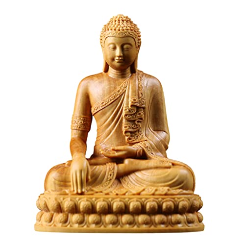 Statue Shakyamuni en bois contre le stress bibelot apaisant de 10 cm