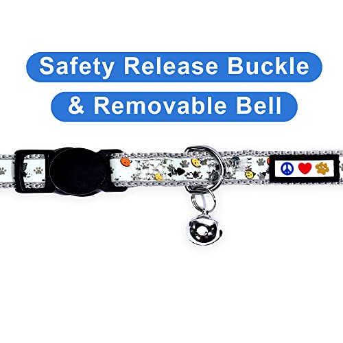 Pawtitas Glow In The Dark Cat Collar With Safety Buckle And Removable Bell Cat Collar Kitten Collar Grey Cat Collar #TOP3