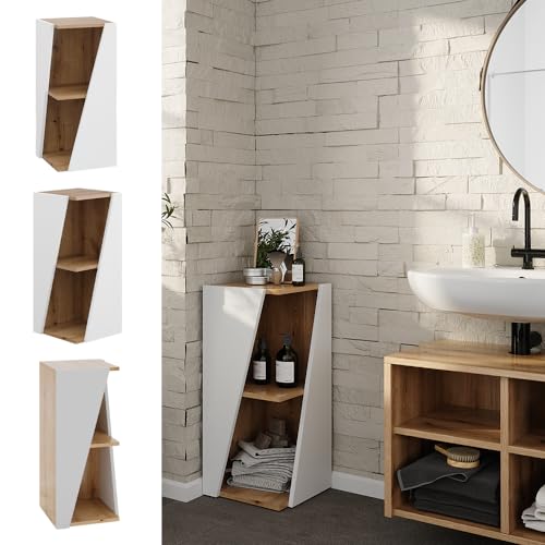 Vicco Mobiletto Bagno Bianco/Artisan 31.6 X 70.5 Cm Con Ripiani Aperti - 4