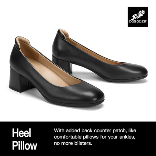 Arch Support Heels for Women Comfortable Pumps Closed Round Toe Dress Shoes 2.2-Inch Low Heels Office Work Flight Attendant Shoes3