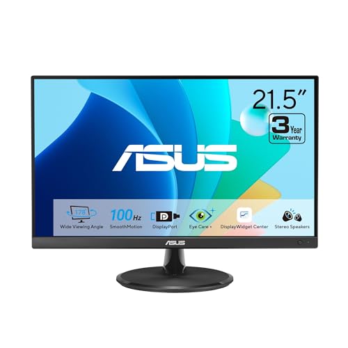 ASUS VP229QF 22 Inch 1080P 100Hz Eye Care Gaming Monitor, HDMI, DisplayPort | Full HD, IPS, 99% sRGB, Speakers, Frameless, Adaptive-Sync, VGA, Low Blue Light, Flicker Free, VESA Wall Mount, 3 yr warranty - image 3