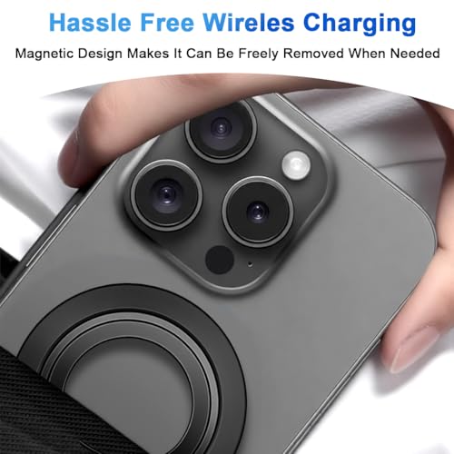 Image of ZORBES Magnetic Phone Ring Grip 360 Swivel Phone Grip Holder for Magsafe Phone, Ultra Slim Folding Metal Phone Ring Phone Desk Stand Phone Support for Videos, Travel, Work