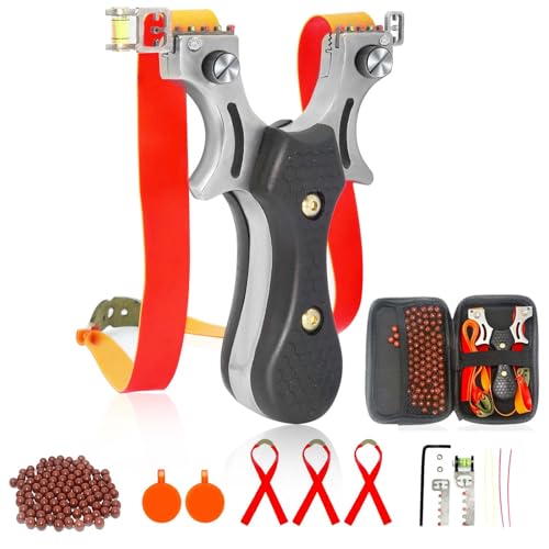 NEAPU Solid Stainless Steel Slingshot,Outdoor Professional Slingshot for Hunting,Slingshot for Adult with Storage Bag and Replaceable Rubber Bands