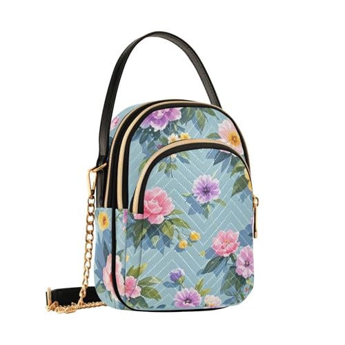 Womens Shoulder Handbags Tote Bag Quilted Purses for Women Floral Pattern Satchel for Travel Office,Multi1