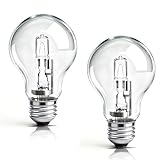 Blakapoo 043168787963 78796 Halogen Light Bulbs, 53W A19 120V E26 Base, 75W Equivalent, Dimmable Clear Light Bulbs for Table Lamps, Warm White 2800K, 2 Pack