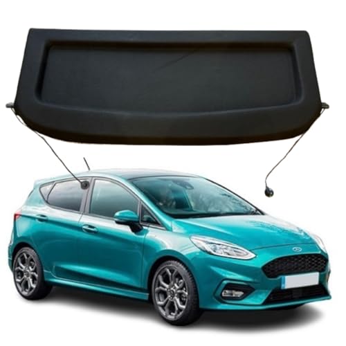 TCC Parcel Shelf Direct Car Parcel Shelf - Compatible with Ford Fiesta MK8 (2018-2022) | Sturdy Boot Cover with Clips and Cord for Extra Storage | Space Saving Car Accessories | Black
