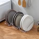 4 Pack 10 Inch Paper Plate Holder, Plastic Plates Dispenser Organizer, Under Cabinet Vertical Dinner Dish Drainer, Reusable Plate Drying Rack, Salad Dessert Dish Cradle for Kitchen Countertop - Image 5