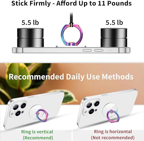 Image of KolorFish Transparent Phone Ring Stand Holder Mobile Phone Ring Holder Finger Grip 360 Degree Rotation (Rainbow Round)