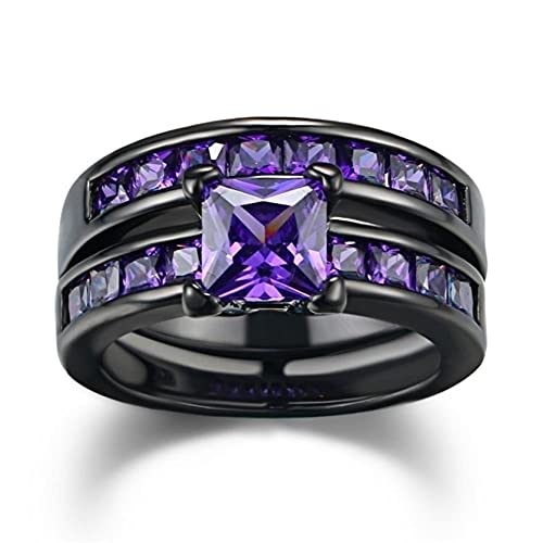 Ilh Clearance Rings,Women&Mens Fashion Luxury Inlaid Teak Titanium Rings Engagement Wedding Rings Jewelry Gift By Zyooh (E, 5) #TOP6