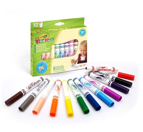 Crayola Mini Kids Filzstifte Kinder Auswaschbar, Malstifte Set Für Kleinkinder In 12 Verschiedenen Farbtönen, Ungiftige Filzstifte, Bastel Set, Fasermaler Kinder, Malstifte Kleinkinder Ab 1 Jahr