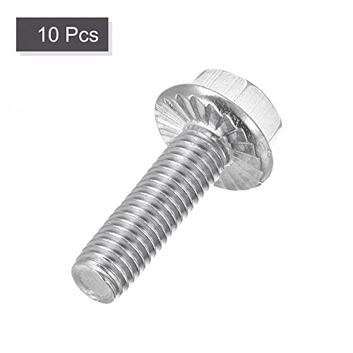 Image of uxcell M8x30mm Hex Serrated Flange Bolts Screws Metric Thread 304 Stainless Steel 10pcs