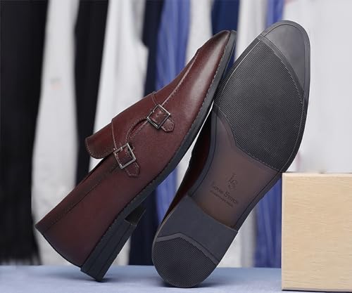 Image of LOUIS STITCH Oxford Formal Shoes for Men | Slip-on Monk Style | Office Shoes for Men | Ideal for Business, Casual, Parties (LSRG FM)