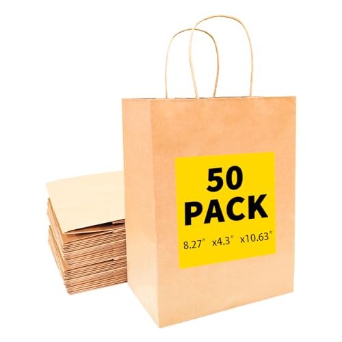 BAG BOX Gift Bags Paper Bags with Handles,Kraft Paper Shopping Bags For Small Business Small Gift Bags with Handles for Grocery Birthday Party Supplies