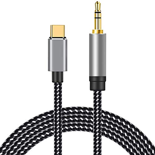 OUK-BT USB C to 3.5mm Audio Aux Cable 3FT, Type-C to 3.5mm Male Headphone Audio Stereo Cable Adapter Cord Nylon Braided for Type-C Devices, Car, Earphone, Speaker (3ft)