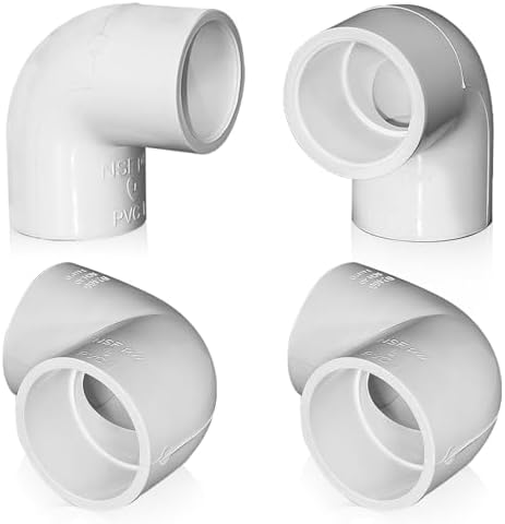 4PCS 2'' PVC 90 Degree Elbow, 2 Way Right Angle PVC Pipe Adapter Fittings, PVC Pipe Corner Connector for Sch40 PVC Pipe DIY Frame