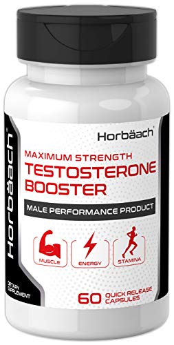Maximum Strength Testosterone Booster for Men | 60 Capsules | Vegetarian, Non-GMO, and Gluten Free Pills | by Horbaach