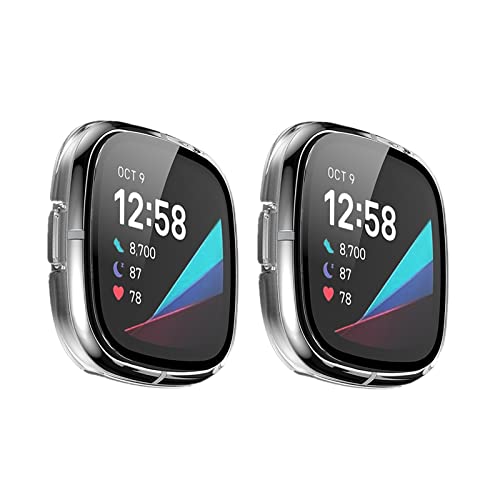 LICHIFIT Fitbit Versa 3/SensepیP[X Jo[ PCt[ KXtB ̉ X}[gEHb`Jo[ EȒP ϏՌ h~y  ANZT[ ({)